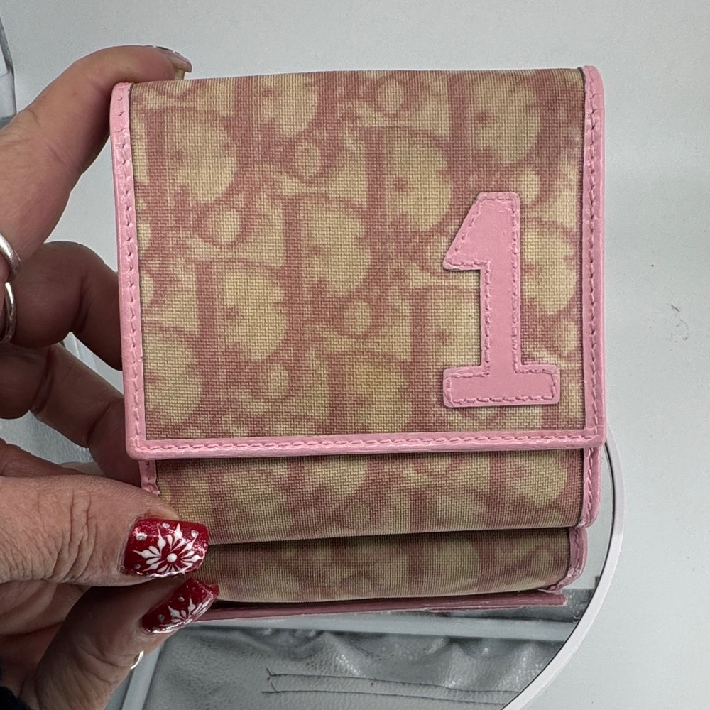 Dior Vintage Trotter Canvas Pink and Cream  Monogram #1 Wallet